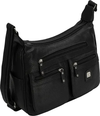 Produktbild von Schultertasche (15161) Damentasche Umhängetasche Leder Optik Handtasche SCHWARZ