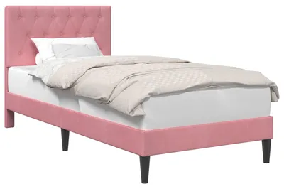 Image de Cadre de lit avec tête de lit Rose 90 x 200 cm Velours