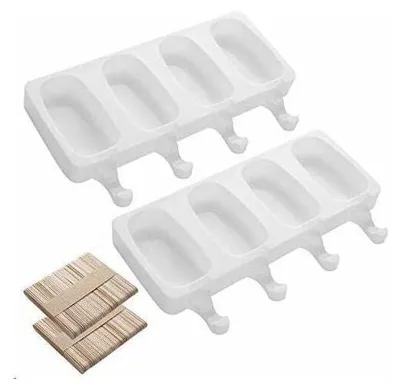 Produktbild von Silikon-Eisform, 26 x 14,5 cm, 2 Stück, Eisformen für hausgemachte Desserts, Eis am Stiel-Form, BPA-freie Form, DIY-Eiscreme für Kinder und Erwachsene + 100 Holzstäbchen