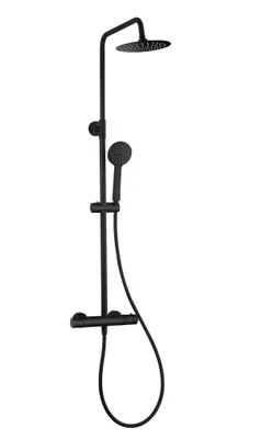 Immagine prodotto di Set doccia Samar Sistema doccia Tappeto miscelatore doccia Nero Set completo doccia a pioggia Colonna doccia Termostato