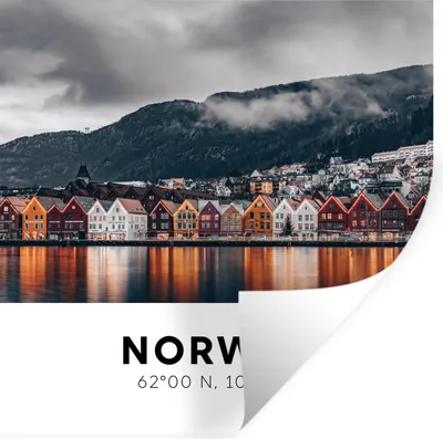 Produktbild von MuchoWow® Wandtattoo Wandsticker Wandaufkleber Norwegen - Bergen - Skandinavien 50x50 cm Selbstklebend und Repositionierbar - Selbstklebend - Fototapeten