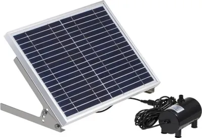 Immagine prodotto di Pompa solare per acqua - Pompa per fontane da laghetto/acquario - 1000 l/h - 1,5 m di prevalenza - Pannello solare 17V/10W - ABS, vetro, lega di alluminio - IP68