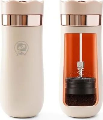 Produktbild von Reisekaffeemaschine, 12 Unzen, tragbarer französischer Edelstahlbecher, ideales Camping