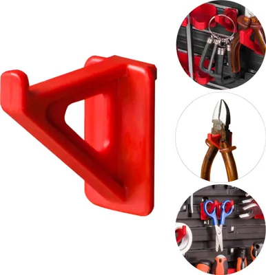Produktbild von 5 tlg Kleine Werkzeugträger Haken Klemmen (LxBxH) 4x0,6x3,3 cm Rot Werkzeugwand Werkzeughalter Wandregal Werkstatt