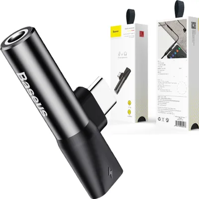 Zdjęcie produktu dla Baseus Audio Converter L41 Adapter Przejściówka Ze Złącza Usb-C Na Port Usb-C + Gniazdo Słuchawkowe 3,5 Mm Czarny (Catl41-01)
