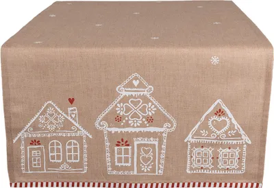 Produktbild von Clayre & Eef Tischläufer 50x140 cm Braun Baumwolle Lebkuchenhaus