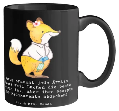 Produktbild von Mr. & Mrs. Panda Tasse Humorvolle Ärztin - Schwarz - Geschenk, Stolz, Beruf, Berufe, Gesundheit, Berufsprodukte, Berufsleben, Teetasse, Patienten, Becher, Engagement
