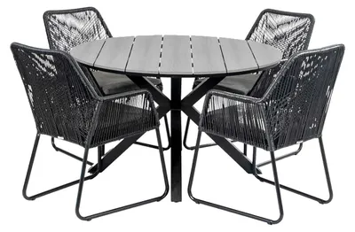 Produktbild von 5-teiliges Gartenset | 4 Mona Gartenstühle | Limasol Gartentisch | ø 120 cm