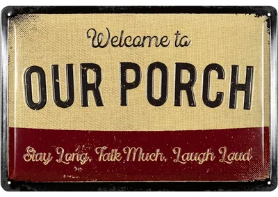 Produktbild von LANOLU Retro Blechschild Welcome To Our Porch, Lustige und dekorative Schilder für Garten und Balkon, 20x30cm