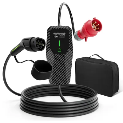 Produktbild von Ladekabel für Elektroautos, 11 kW, Typ 2-Stecker, 16 Ampere, mit CEE-Stecker