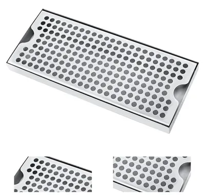 Produktbild von Edelstahl Abtropfschale 30 cm rechteckig 304 Stahl mit Gitter Einsatz freistehend für Kaffee Maschine Bier Zapfanlage Haushalt