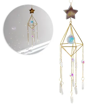 Produktbild von Großer goldener Sonnenfänger Suncatcher Stern Aura Fensterdeko Hängedeko Anhänger Geschenkidee