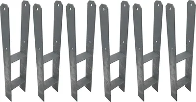 Produktbild von 6 Stück H-Anker Pfostenträger feuerverzinkt 121 / 600 mm H-Träger Pfostenanker Bodenanker für Pfosten Pfostenschuh für Zaun Carport Überdachung schwer