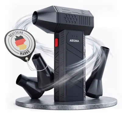 Produktbild von ABSINA Druckluft Staubgebläse 110.000 U/min & wiederaufladbar - Air Duster mit 4 Düsen - Kabelloses Akku Gebläse