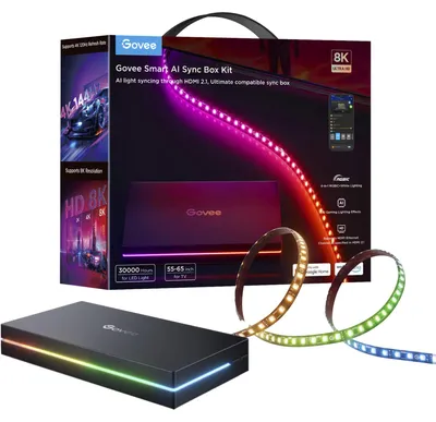 Zdjęcie produktu dla Govee H8604, Inteligentne światło paska, Wi-Fi/Bluetooth, Czarny, LED, Wielo, 450 lm