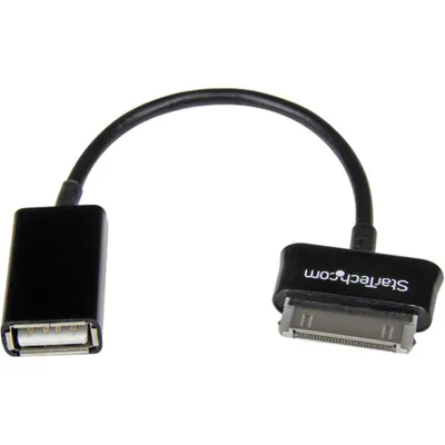 Produktbild von StarTech.com USB OTG Adapterkabel für Samsung Galaxy Tab, Schwarz, Samsung 30p, USB A, 0,1524 m, Männlich, Weiblich