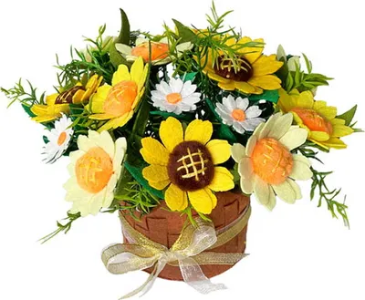 Produktbild von Blumen in einem DIY-Korb - Gefüllte Sonnenblumen