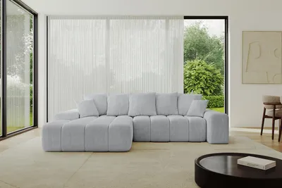 Produktbild von ALTDECOR Ecksofa mit Schlaffunktion und Bettkasten ENSI-L - 267x164x69 cm Grau - Corner Sofa Bett Eckcouch Couch L-Form Schlafcouch Ausziehbar Wohnlandschaft Schlafsofa Couchsofa