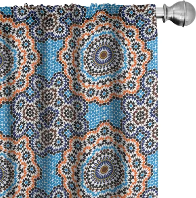Produktbild von ABAKUHAUS Jahrgang Vorhänge, Gardinen, Mediterraner Keramikfliesen Muster, 2 Stück 75 x 225 cm, Mehrfarbig