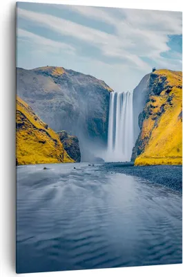 Produktbild von Bild auf Leinwand - Leinwandbild - Einteilig - Wasserfall Berge Skogafoss - 70x100cm - Wand Bild - Wanddeko - Wandbilder - Leinwanddruck - Wanddekoration - Leinwand bilder - Wandbild - PA70x100-5180