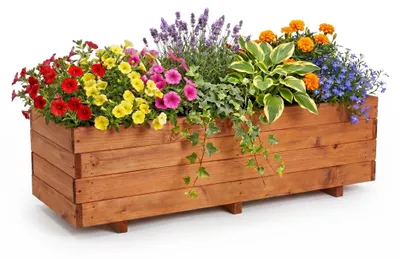 Immagine prodotto di IvoQ Fioriera in Legno – 120x40x32 cm – Legno massello – Resistente alle intemperie – Per terrazza, giardino o balcone
