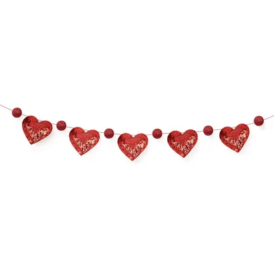 Produktbild von Oblique Unique Pailletten Herz Girlande Deckenhänger Banner in Deko für JGA Junggesellinnenabschied Hochzeit Valentinstag - rot