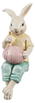 Image de Clayre & Eef Figurine de décoration Lapin 7x5x14 cm Beige Plastique