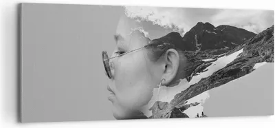 Produktbild von Bild auf Leinwand - Leinwandbild - Einteilig - Frau modern schwarz und weiß - 100x40cm - Wand Bild - Wanddeko - Wandbilder - Leinwanddruck - Bilder - Wanddekoration - Leinwand bilder - AB100x40-4571