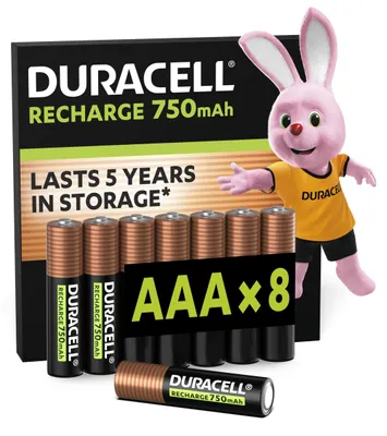 Image de 8 piles Duracell AAA 750mAh rechargeables AAA sous blister de 8 NEUF