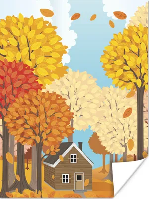 Produktbild von MuchoWow® Poster Eine Illustration einer Jagdhütte im Wald 60x80 cm - Schlafzimmer Dekoration