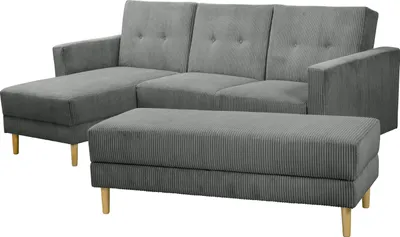 Produktbild von Max Winzer Funktionssofa mit Hocker Just Cool - Cordstoff anthrazit - Maße: 230 x 144 x 92 cm