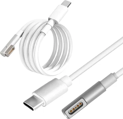 Two white charging cables with USB-C and MagSafe connectors are shown against a white background.