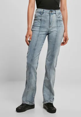 Obrázek produktu pro Dámské kalhoty Urban Classics Ladies High Waist Straight Slit Denim Pants tintedlightbluewashed - 27