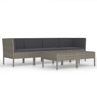 Obrázek produktu pro vidaXL 6dílná zahradní lounge souprava s polštáři Poly Rattan Grey