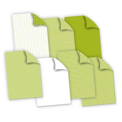 Immagine prodotto di itenga Cartoncino fotografico e per lavoretti con motivi, set VERDE, formato DIN A4, 21 fogli, 300 g