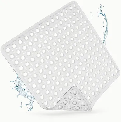 Produktbild von Rutschfeste Duschmatte, 53 x 53 cm, rutschfeste Badematte, für die Dusche, maschinenwaschbar, grau-transparent