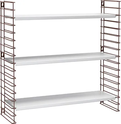 Image de METALTEX 377605325 Bibliothèque TOMADO avec 3 étagères blanches et grilles latérales en bronze / Étagère suspendue / Système d'étagères TOMADO