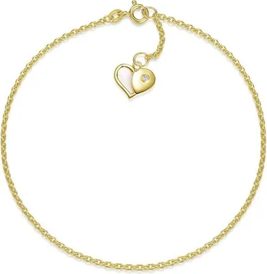 Produktbild von SILBERKETTEN STORE Fußkette Erbse 1,8mm mit Herzanhänger -echt 585 Gold, Länge wählbar - 27cm