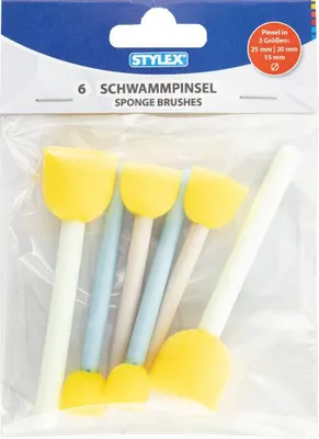 Produktbild von 6 Schwammpinsel / Schwammstupf-Pinselset in 3 Größen