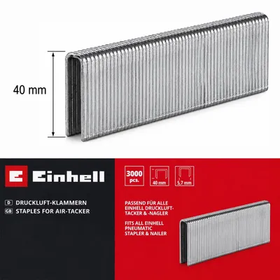 Produktbild von Einhell Klammern 3.000 Stk, 5,7 x 40 mm für Fixetto + Druckluft-Tacker