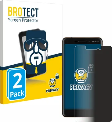 Produktbild von 2x BROTECT Sichtschutzfolie für Nokia 6.1 / 6 2018 Anti-Spy Privacy Sichtschutz Blickschutz Folie Blaulicht-Schutz
