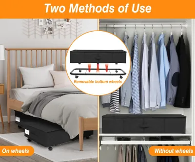 Imagen del producto de Caja de almacenamiento plegable para debajo de la cama, de 50 litros, con tapa y ruedas, ideal para guardar ropa