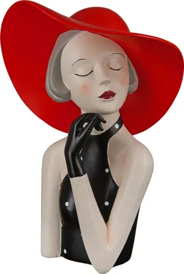 Immagine prodotto di Gilde Figur, Frau, "Lady mit rotem Hut", gepunktet, Kunstharz, rot, schwarz, VE 1, L. 14 cm, B. 20 cm, H. 27 cm 37194 4063387371947