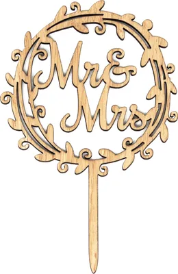Produktbild von Oblique Unique Torten Kuchen Topper Aufsatz Mr & Mrs Holz Deko für Hochzeit JGA Junggesellinnenbaschied Dekoration