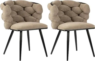 Produktbild von 2er-Set Esszimmerstühle Rock aus Chenille - Braun