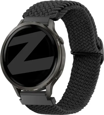 Produktbild von Bandz geflochtenes Nylonband (18mm) - Geeignet für Garmin Vivoactive 4s / Vivomove 3s / Venu 2s / Venu 3s / Forerunner 255s / Forerunner 265s / Venu 4 - 41mm - Schwarz