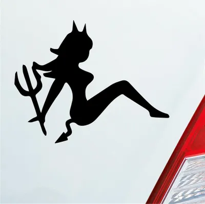 Produktbild von Auto Aufkleber Teufel Teuflisch Sexy Girl Pin Up Devil 12x10 cm Schwarz Matt Sticker Heckscheibenaufkleber