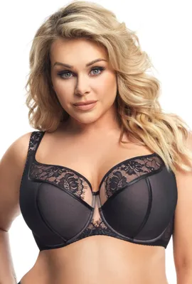 Produktbild von Gorsenia Dame halbversteifter BH Träger Tüll Spitze Netz K647 Alicante, Schwarz, 100B