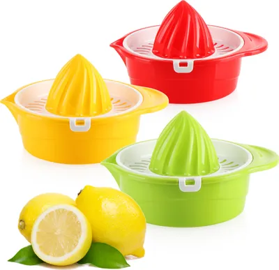 Immagine prodotto di spremiagrumi in plastica com-four® 3x - Spremiagrumi per limoni e altra frutta - Spremiagrumi manuale per la cucina con colino rimovibile [la selezione dei colori varia]