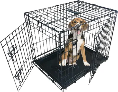 Zdjęcie produktu dla Klatka dla psa - dla szczeniąt - bezpieczne szkolenie - podwójne drzwi - 61 cm - czarna